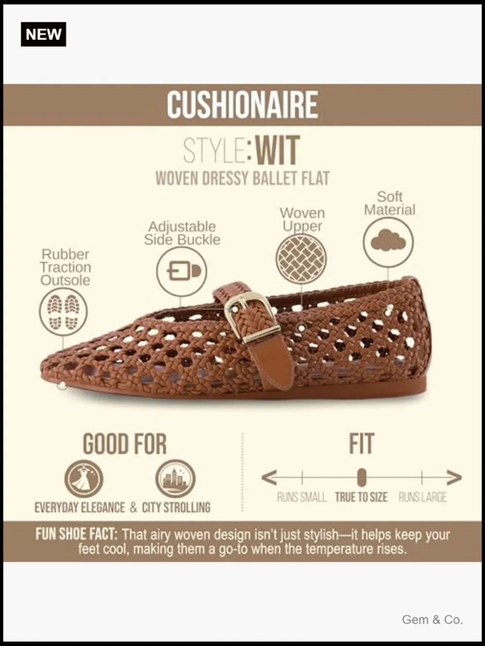 Hand Woven Mary Jane Ballet Flat with Memory Foam
